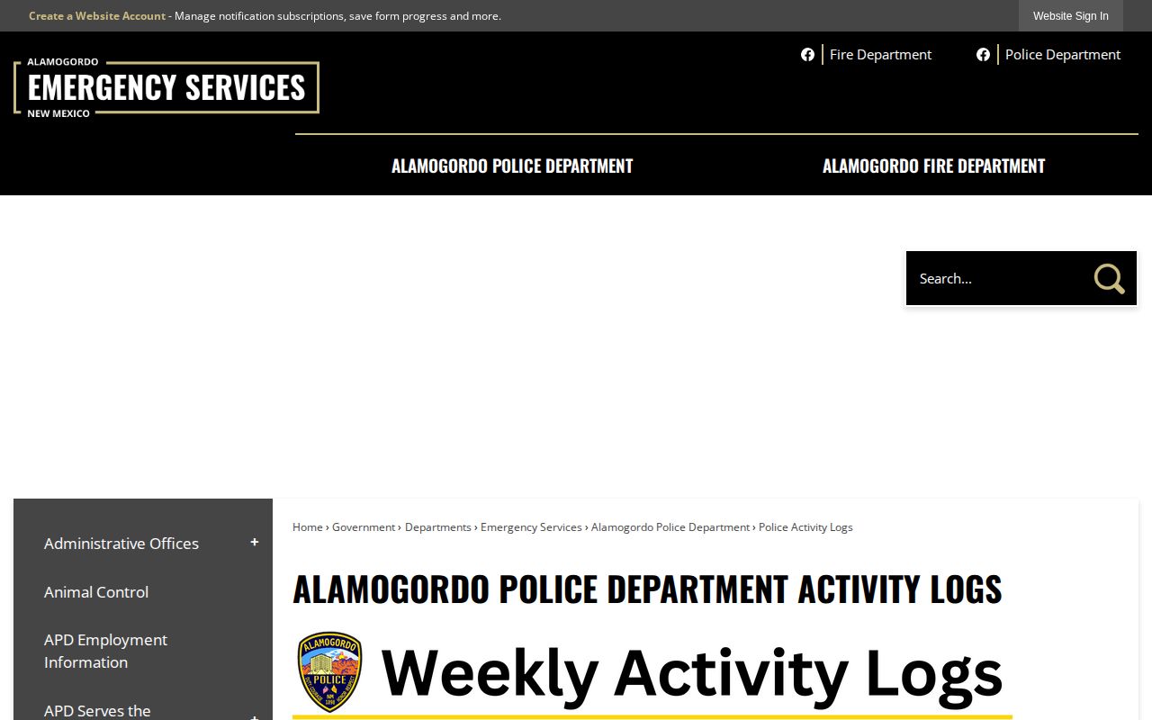 Otero County arrest record source through Alamogordo weekly police activity logs