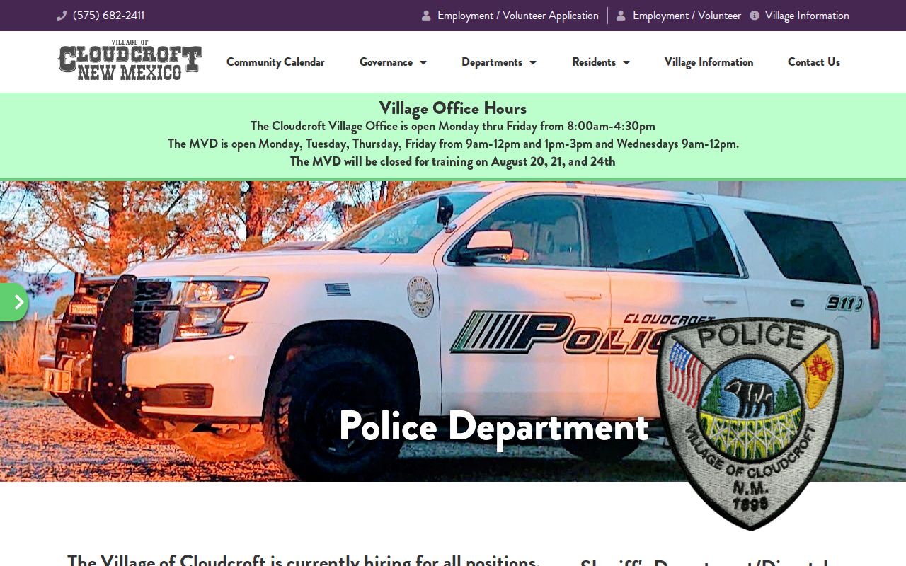 Cloudcroft Police Department official source for Cloudcroft arrest records