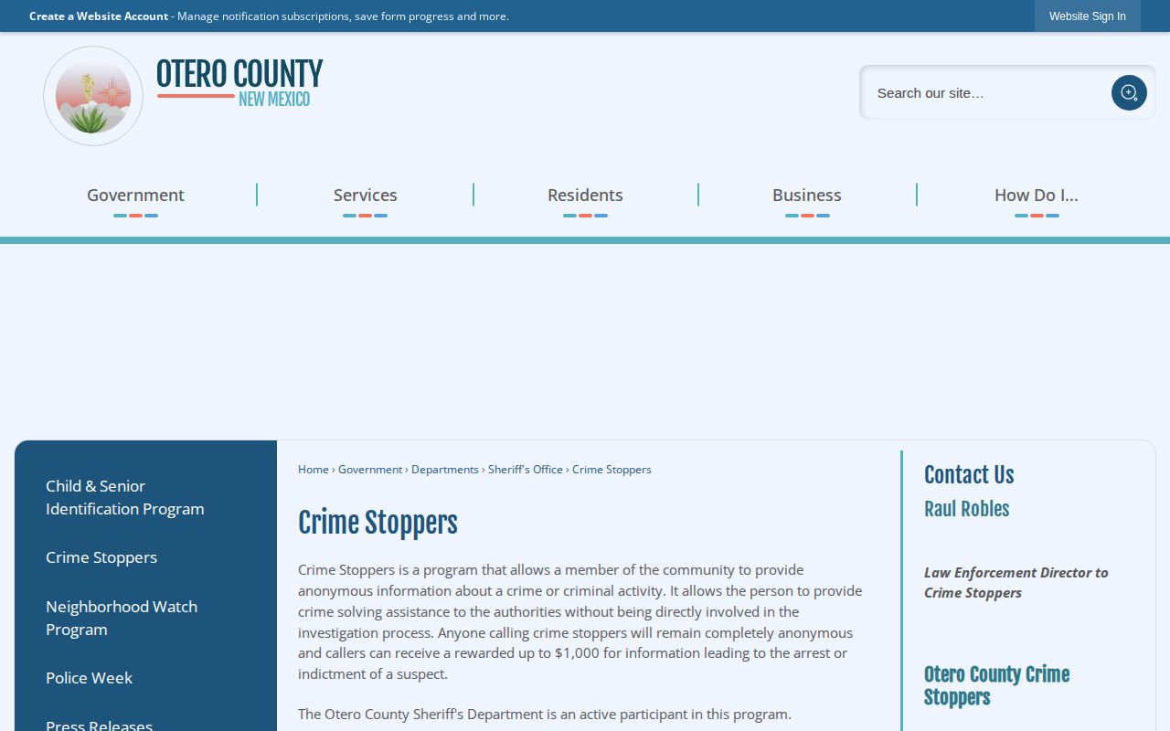 Otero County Crime Stoppers wanted and warrant tip resource