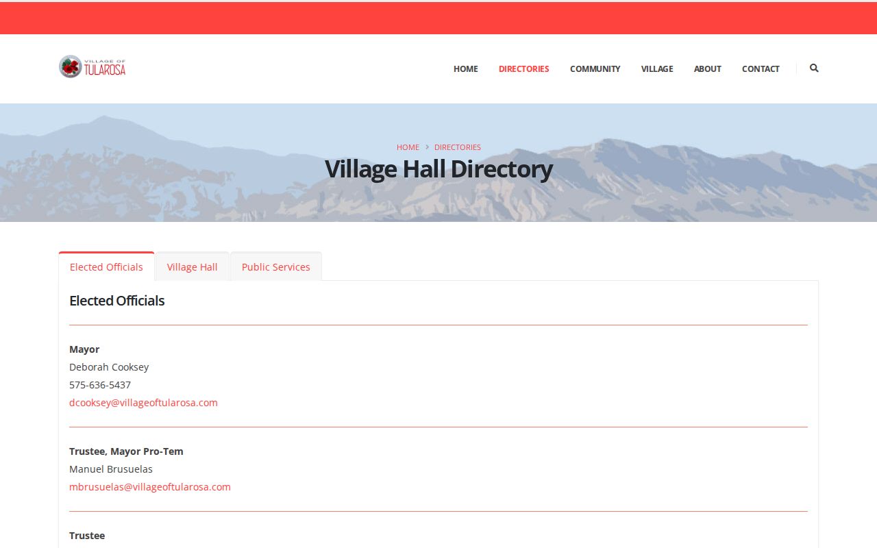 Tularosa Police Department village directory source for Tularosa arrest records
